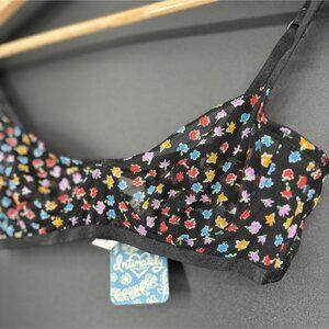 NWT Intimately Free People Black Floral Sheer Bralette Size 32B Black Ditsy